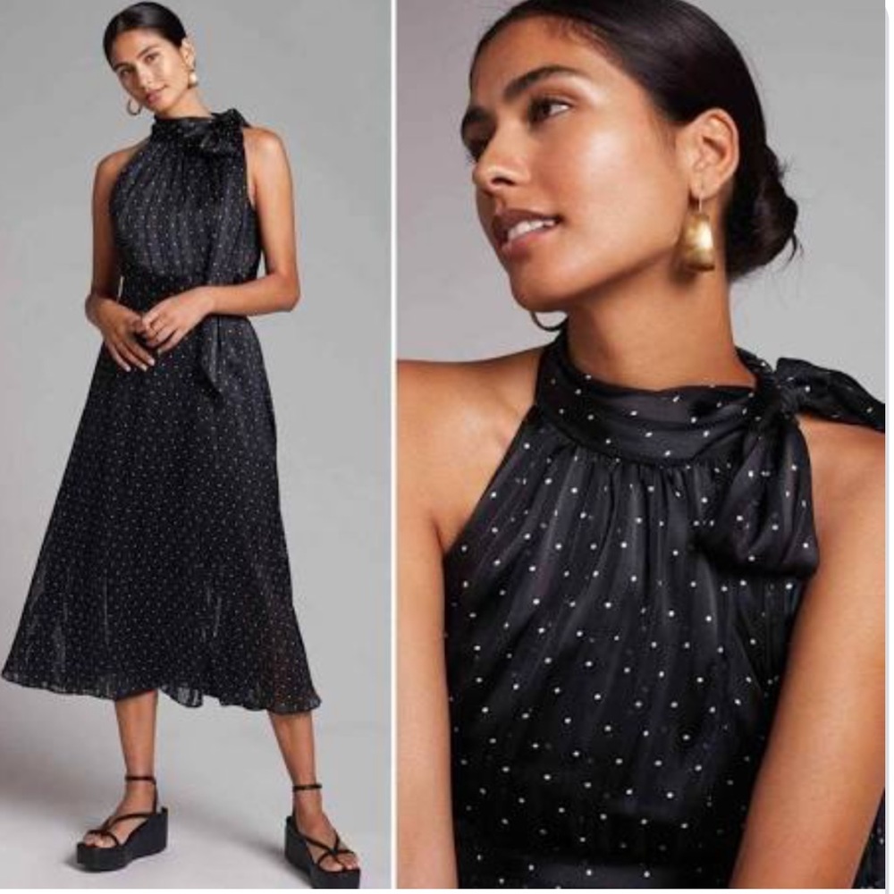 Anthropologie Sachin & Babi Polka Dot Halter Midi Dress NWT